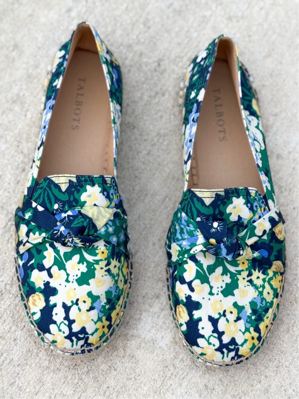 Talbots Floral Espadrille Flats Bow Canvas Shoes Women’s 7.5